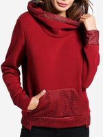 Mesh Patchwork Turtleneck Women Sweatshirts