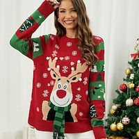 Christmas Reindeer Ugly Christmas Sweater / Sweatshirt Sweatshirt Pullover Anime Funny Top For Women's Adults' 3D Print 100% Polyester Party Casual Daily miniinthebox - thumbnail