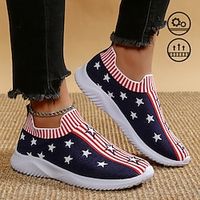 Women's Sneakers Shoes American Flag Star Graphic Print Soft Breathable Slip-on Casual Fly Knit Sports Shoes Sneakers Lightinthebox - thumbnail