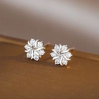Women's Stud Earrings Drop Earrings Hoop Earrings Retro Snowflake Vintage Cute Stylish Luxury Elegant Earrings Jewelry Silver For Party Christmas Daily Holiday Festival 1 Pair Lightinthebox - thumbnail