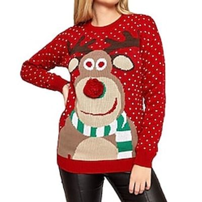 Christmas Reindeer Ugly Christmas Sweater / Sweatshirt Sweatshirt Pullover Anime Funny Top For Women's Adults' 3D Print 100% Polyester Party Casual Daily miniinthebox
