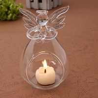 Angel Glass Candle Holder Hanging TeaLight Candlestick Clear Wedding Table Home Decor