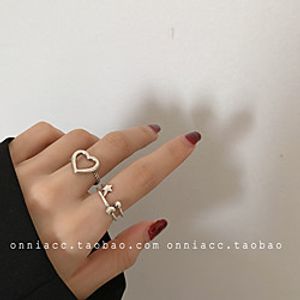 south korea dongdaemun hollow heart-shaped love peach heart five-pointed star ball ring female index finger s925 custom net red tide Lightinthebox