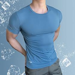 Men's Fitness Tops Compression Tops Crewneck Short Sleeves Athleisure Sports Casual Daily Soft Letter Lake Blue Black Activewear Casual / Sporty Lightinthebox