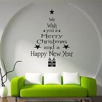 Christmas Tree Glass Window Background Wall Sticker Pvc Removable miniinthebox - thumbnail