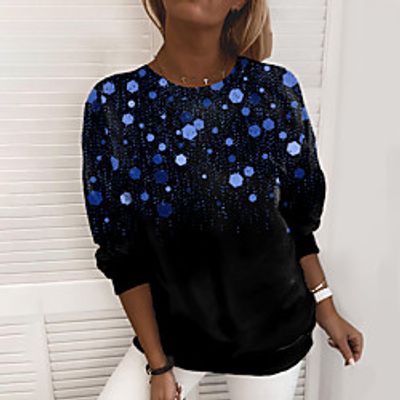 Women's Sweatshirt Pullover Polka Dot Sparkly Galaxy Star Print Print Daily Sports 3D Print Active Streetwear Hoodies Sweatshirts  Green Blue Purple Lightinthebox