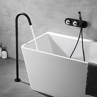 Bathtub Faucet - Modern Contemporary Electroplated Free Standing Ceramic Valve Bath Shower Mixer Taps Lightinthebox - thumbnail