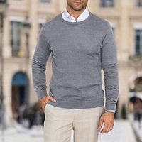 Men's Pullover Sweater Jumper Cropped Sweater Knit Sweater Ribbed Knit Regular Knitted Plain Crew Neck Modern Contemporary Work Daily Wear Clothing Apparel Winter Camel Black S M L Lightinthebox - thumbnail