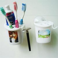 White Suction Cup Bathroom Wall Toothpaste Organizer Toothbrush Storage Holder