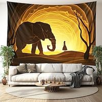 Elephant Silhouette Hanging Tapestry Wall Art Large Tapestry Mural Decor Photograph Backdrop Blanket Curtain Home Bedroom Living Room Decoration Lightinthebox