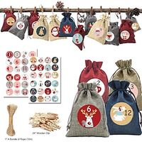24pcs Christmas Gift Bags Set Advent Calendar for Filling Christmas Calendar Jute Bags, Fill Yourself, Christmas Calendar 2023 Jute Bags, Christmas Decoration Bags/Bags, Gift Bags miniinthebox - thumbnail