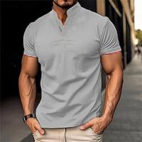 Men's Golf Shirt Golf Polo Work Casual Stand Collar Short Sleeve Basic Modern Plain Classic Spring Summer Regular Fit Black White Gray Golf Shirt Lightinthebox - thumbnail