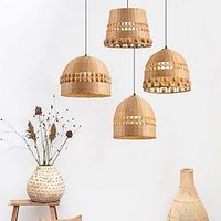 Bamboo Chandelier Retro Rattan 303540cm E26E27 Chandelier Ceiling Lighting is Applicable to Living Room Bedroom Restaurant Cafe Bar Restaurant Club 110-240V Lightinthebox - thumbnail