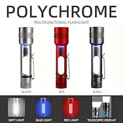 1pc Multifunctional Strong Light USB Charging, Long-range Zoom Mini Portable Flashlight Lightinthebox