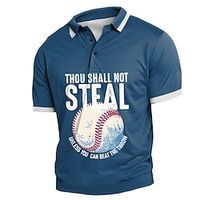 Letter Ball Men's Fashion Casual 3D Print Polo Shirt Sports Outdoor Vacation Streetwear Pique Polo Shirt Short Sleeve Turndown Polo Shirts Black Blue Summer S M L Micro-elastic Lapel Polo Lightinthebox