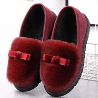 Women's Boots Slippers Slip-Ons Comfort Shoes Snow Boots House Slippers Daily Winter Flat Heel Round Toe Casual Comfort Minimalism Faux Fur Loafer Solid Color Black Red Grey miniinthebox - thumbnail
