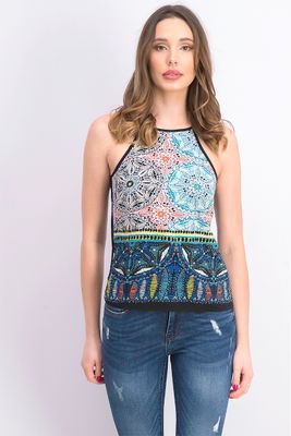 Womens Sleeveless Top Black Combo Womens Sleeveless Top Black Combo