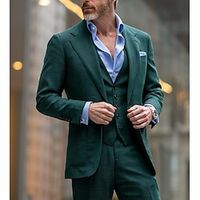 Dark Navy Dark Green Purple Men's Wedding Suits Solid Colored 3 Piece Daily Lightweight Casual Tailored Fit Single Breasted One-button 2024 Lightinthebox