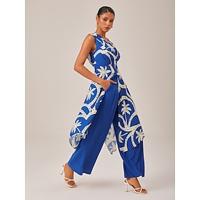 Geometric Print High Slit Beach Long Top