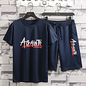 Men's Sweatsuit 2 Piece Set Artistic Style Crew Neck Sport Athleisure Clothing Suit Short Sleeves Breathable Soft Comfortable Exercise  Fitness Everyday Use Outdoor Fitness Exercising  2pcs  pack Lightinthebox