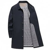 Men's Winter Coat Trench Coat Outdoor Daily Wear Fall  Winter Polyester Thermal Warm Windproof Outerwear Clothing Apparel Fashion Streetwear Plain Pocket Lapel Single Breasted Lightinthebox - thumbnail