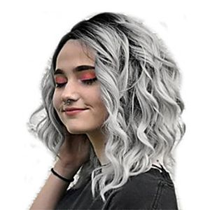 women full wigs, lady natural mix colors gray gradient short curly hair synthetic wig high temperature silk wigs (gray) miniinthebox