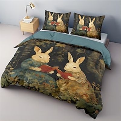 Vintage Rabbit Bedding Set Duvet Cover weight Heavy And Soft Three Piece Set Suitable For Adults And Children Two Piece Set Big Bed Small Bedding Set Halloween Christmas Hot Bedding Lightinthebox Vintage Rabbit Bedding Set Duvet Cover weight Heavy And Soft Three Piece Set Suitable For Adults And Children Two Piece Set Big Bed Small Bedding Set Halloween Christmas Hot Bedding Lightinthebox