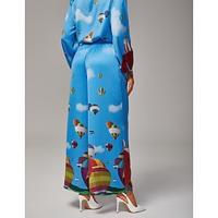 Women's Hot Air Balloon Print Palazzo Pants Wide Leg Elastic Waistband Casual Stylish Elegant Vibrant Print Work Daily Fall