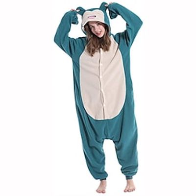 Adults' Kigurumi Pajamas Nightwear Cartoon Snorlax Animal Onesie Pajamas Funny Costume Flannel Cosplay For Men and Women Christmas Animal Sleepwear Cartoon miniinthebox