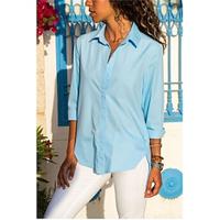 Women's Shirt Blouse Plain Daily Button Asymmetric Hem Black Long Sleeve Casual Shirt Collar Spring Summer Lightinthebox
