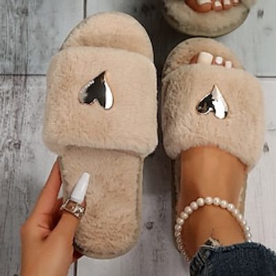 Women's Slippers Fuzzy Slippers Autumn And Winter Flat Plush Soft Bottom Slippers Open-toe Household Slippers Flat-bottom Outdoor Shoes Lightinthebox Women's Slippers Fuzzy Slippers Autumn And Winter Flat Plush Soft Bottom Slippers Open-toe Household Slippers Flat-bottom Outdoor Shoes Lightinthebox