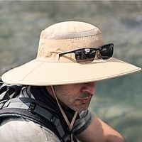 Men's Bucket Hat Baseball Cap Sun Hat Fishing Hat Boonie hat Black Dark Navy Polyester Streetwear Stylish Casual Outdoor Daily Going out Plain UV Sun Protection Sunscreen Lightweight Quick Dry miniinthebox - thumbnail