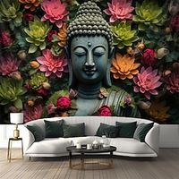 Floral Buddha Hanging Tapestry Wall Art Large Tapestry Mural Decor Photograph Backdrop Blanket Curtain Home Bedroom Living Room Decoration Lightinthebox - thumbnail