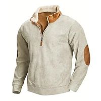 Men's Sweatshirt Quarter Zip Sweatshirt White Brown Standing Collar Color Block Patchwork Sports  Outdoor Daily Holiday Corduroy Streetwear Basic Casual Spring   Fall Clothing Apparel Hoodies Lightinthebox - thumbnail