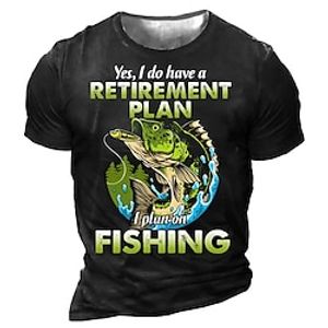 Men's Unisex T shirt 3D Print Graphic Prints Fish Crew Neck Street Daily Print Short Sleeve Tops Casual Designer Big and Tall Sports Black Army Green Dark Gray miniinthebox