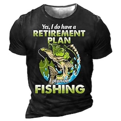 Men's Unisex T shirt 3D Print Graphic Prints Fish Crew Neck Street Daily Print Short Sleeve Tops Casual Designer Big and Tall Sports Black Army Green Dark Gray miniinthebox