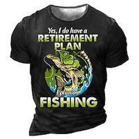 Men's Unisex T shirt 3D Print Graphic Prints Fish Crew Neck Street Daily Print Short Sleeve Tops Casual Designer Big and Tall Sports Black Army Green Dark Gray miniinthebox - thumbnail