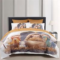 Christmas Nativity Baptism Nativity Of Jesus Bed Duvet Cover Bedding Set 2-Piece Set 3-Piece Soft Short Plush Set  Ultra Soft Comforter Set Lightinthebox - thumbnail