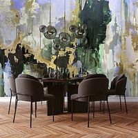 Abstract Wallpaper Mural Green Glod Wall Covering Sticker Peel and Stick Removable PVC/Vinyl Material Self Adhesive/Adhesive Required Wall Decor for Living Room Kitchen Bathroom miniinthebox