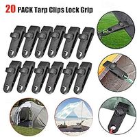 Tarp Clips Lock Grip, 20pcs/set Tarp Clamps Heavy Duty, Shark Tent Fasteners Clips Holder, Pool Awning Cover Bungee Cord Clip, Car Cover Clamp Lightinthebox