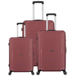 PARA JOHN TOP-Tier 3-Piece Luggage Set: Sleek ABS + PC Shell, Effortless Glide with 8 Spinner Wheels - RED