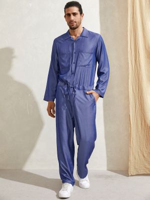 Men Vintage Casual Multi Pockets Loose One Piece Jumpsuit Men Vintage Casual Multi Pockets Loose One Piece Jumpsuit