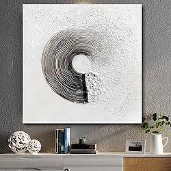 Oil Painting Handmade Hand Painted Wall Art Abstract Modern Heavy Oils Black White Home Decoration Decor Stretched Frame Ready to Hang Lightinthebox