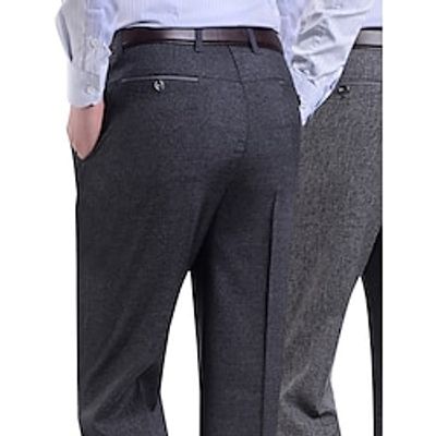 Men's Dress Pants Trousers Suit Pants Pocket Straight Leg Plain Comfort Breathable Outdoor Daily Going out Fashion Casual Light Grey Dark Gray Lightinthebox