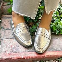 Women's Flats Plus Size Classic Loafers Soft Shoes Daily Flat Heel Round Toe Classic Casual Comfort Faux Leather Loafer Silver Almond Black Lightinthebox