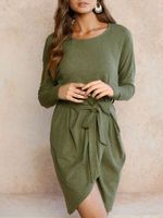 Irregular Hem Pure Color Dresses