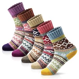 5PCS Christmas Socks Winter Gifts for Women Warm Thick Soft Wool Socks Christmas Gifts Socks Cozy Crew Socks Lightinthebox