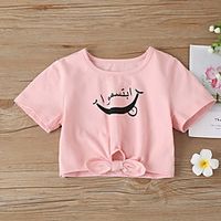 Kids Girls' Blouse Short Sleeve Cartoon Print Blushing Pink Children Tops Fall Summer Basic Daily Wear Regular Fit 1-5 Years Lightinthebox - thumbnail
