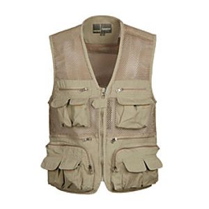 Men's Fishing Vest Outdoor Breathable Mesh Multi-Pockets Quick Dry Lightweight Vest  Gilet Spring Summer Fishing Photography Camping  Hiking Army Green Khaki  Cotton  Sleeveless  Solid Colored Lightinthebox
