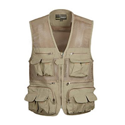 Men's Fishing Vest Outdoor Breathable Mesh Multi-Pockets Quick Dry Lightweight Vest  Gilet Spring Summer Fishing Photography Camping  Hiking Army Green Khaki  Cotton  Sleeveless  Solid Colored Lightinthebox